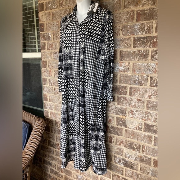 Attitudes by Renee Women's Petite Dress PM Midi Black Button Down NWT - Picture 2 of 12